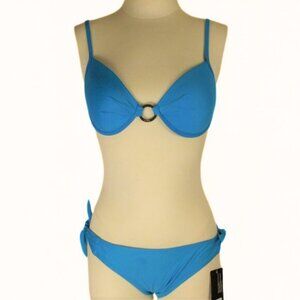 NWT Vintage Y2K Skye Turquoise Bikini Set Retro Push-Up Bra Style w/ Silver